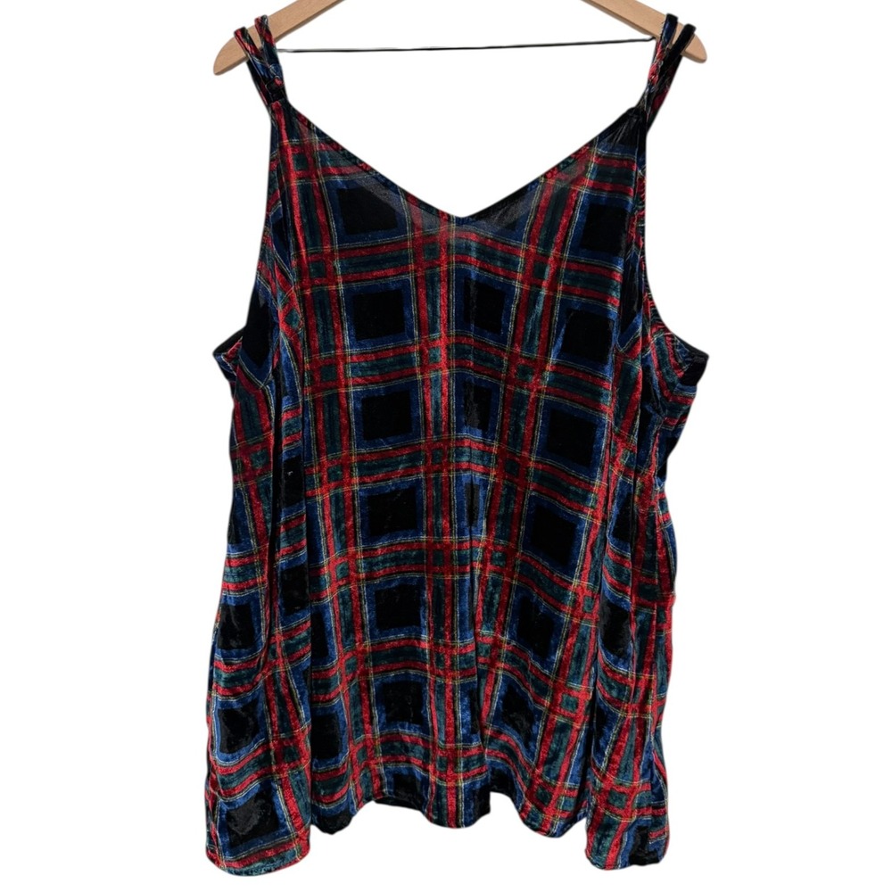 Torrid Sophie Velvet Plaid Cami Tank Top Women 4X Whimsigoth Holiday Preppy